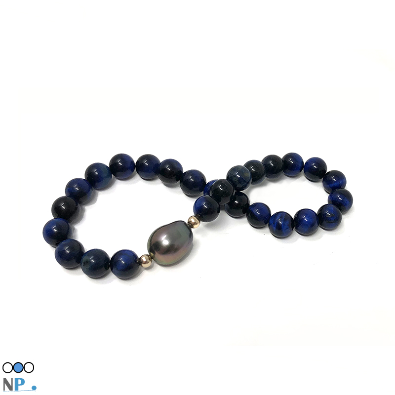 Bracelet de luxe Lapis Lazuli Or jaune 18lk et Perle de Tahiti